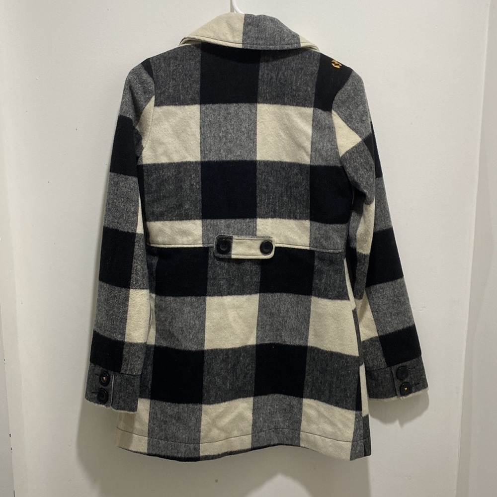 BILLABONG Black and White Plaid Peacoat Size Small - Picture 9 of 11